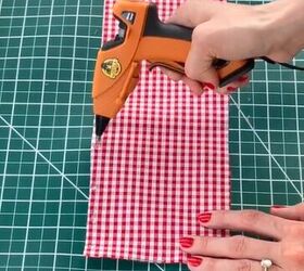 She grabs some cotton fabric and her glue gun for this totally unexpected hair idea