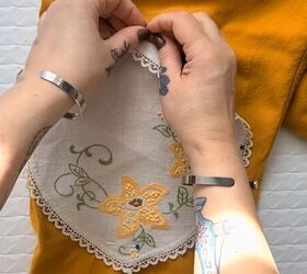 Upcycling vintage doilies into knee patches