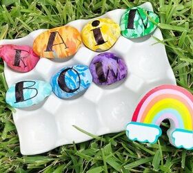 Paint Pour Rainbow Rocks with Creatively Beth and DecoArt for Craft Lightning