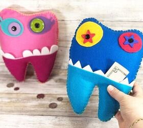 Tooth Fairy Monster Pillow for Boys and Girls with FREE Patterns Creatively Beth creativelybeth toothfairy fairfieldworld 80daysofpolyfil polyfil felt monster craft