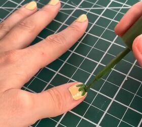 cute hack for summer nails, Painting green petals onto the nails