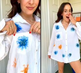 DIY floral shirt with real flowers