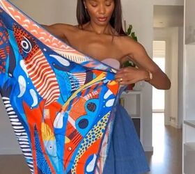 She ties a shoelace to a silk scarf for this breathtaking summer look