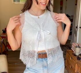 turn a lace tablecloth into this, DIY lace top from a tablecloth