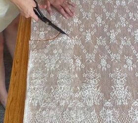 turn a lace tablecloth into this, Cutting the tablecloth