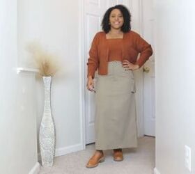 Cargo maxi skirt with a cardigan sweater set