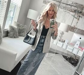 Chic denim skirt outfit idea