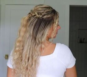 Half-up, half-down with crossed braids