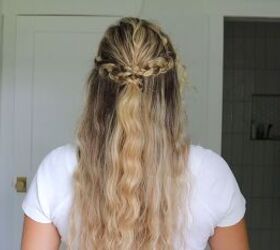 Half-up, half-down with crossed braids