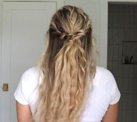 Twisted, half-up half-down hairstyle