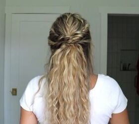 Twisted, half-up half-down hairstyle