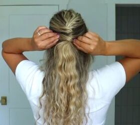 Creating a crossed half ponytail