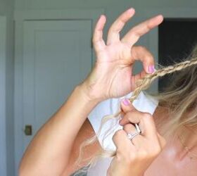 Creating half-up, half-down with crossed braids