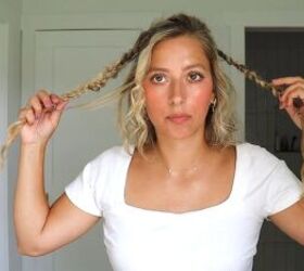 Creating half-up, half-down with crossed braids