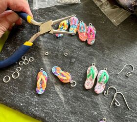 how to create a pretty fun summer flip flop earrings, Flip flop earring in the making