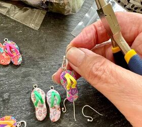 how to create a pretty fun summer flip flop earrings, Putting ear hook on