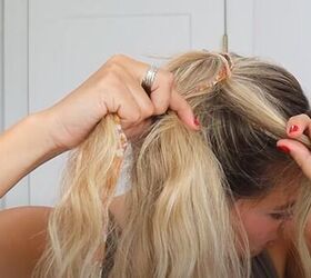 scarf hairstyles, Creating a high ponytail braided bun with a scarf