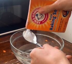 Pour baking soda into a bowl to solve this disgusting problem in a snap