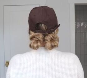 Space bun hat hairstyle