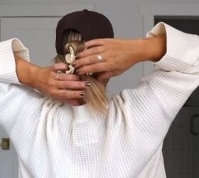 Styling a cute hat hairstyle with a claw clip