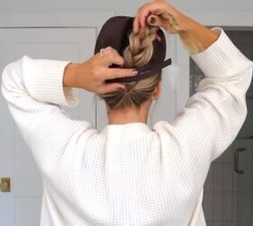 Creating a braided bun hairstyle with a hat