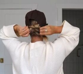 Creating a braided bun hairstyle with a hat