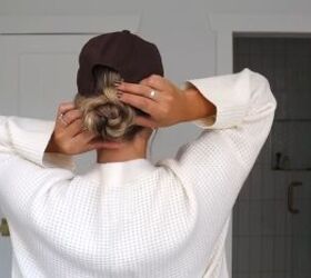 Creating a braided bun hairstyle with a hat