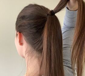 an easy trick to add volume to your ponytail