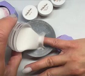 fall sunflower nails, Applying dip powder to the nails