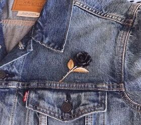 how to personalize your denim jacket for fall 2024, Adding brooches to a denim jacket