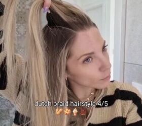 She takes the front part of her hair like this to create this cute and easy hairstyle that's almost TOO perfect for fall