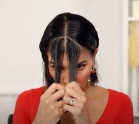 how to cut your own curtain bangs, Prepping the hair