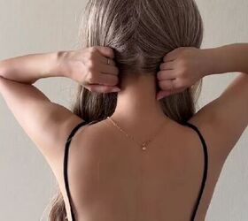 She grabs 2 pieces of hair like this for this mesmerizing idea