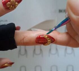 red and gold nails, How to create 3D red and gold nail art