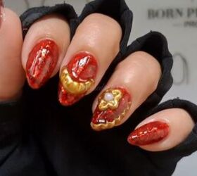 How to DIY Glam Red and Gold Nails: Easy 3D Nail Gel Art Tutorial