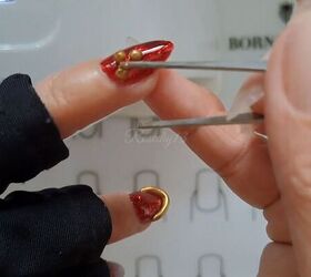 red and gold nails, How to create 3D red and gold nail art