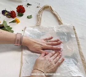 She presses dried flowers on a tote bag for this totally unusual gift idea