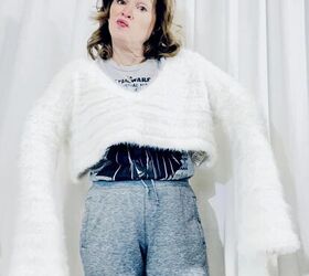 Watch how she made this weird white sweater a little less weird