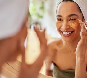 Applying under-eye masks - image via Canva