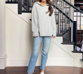 Layer, cuff, and tuck your polo sweatshirt like this