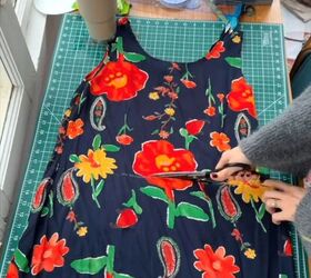 Watch what happens when she cuts this thrifted dress in half...