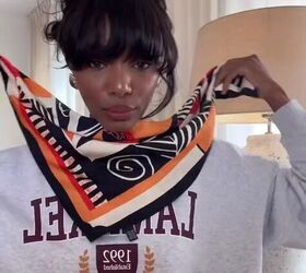 Get that effortlessly chic look with this genius silk scarf and sweatshirt combo