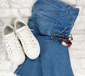 How to DIY Cut Off Hem Jeans Creatively Beth creativelybeth dollartree sdenim jeans rawhem cutoff diy craft wearable pants
