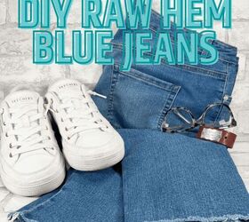 How to DIY Cut Off Hem Jeans Creatively Beth creativelybeth dollartree sdenim jeans rawhem cutoff diy craft wearable pants