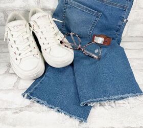 How to DIY Cut Off Hem Jeans Creatively Beth creativelybeth dollartree sdenim jeans rawhem cutoff diy craft wearable pants
