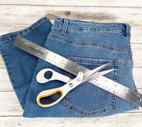 How to DIY Cut Off Hem Jeans Creatively Beth creativelybeth dollartree sdenim jeans rawhem cutoff diy craft wearable pants
