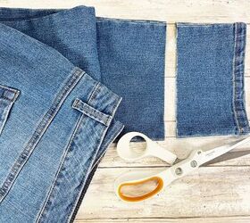 How to DIY Cut Off Hem Jeans Creatively Beth creativelybeth dollartree sdenim jeans rawhem cutoff diy craft wearable pants