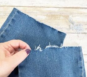 How to DIY Cut Off Hem Jeans Creatively Beth creativelybeth dollartree sdenim jeans rawhem cutoff diy craft wearable pants