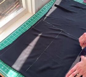 She measures some black fabric over her black pants to give them SO much more personality