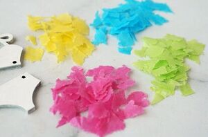 Rip up a bunch of colorful tissue paper squares for this creative summery accessory idea
